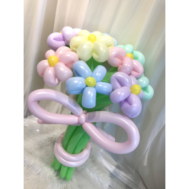 0006 氣球 花 花束 標準 - 粉彩 系列 (粉彩)