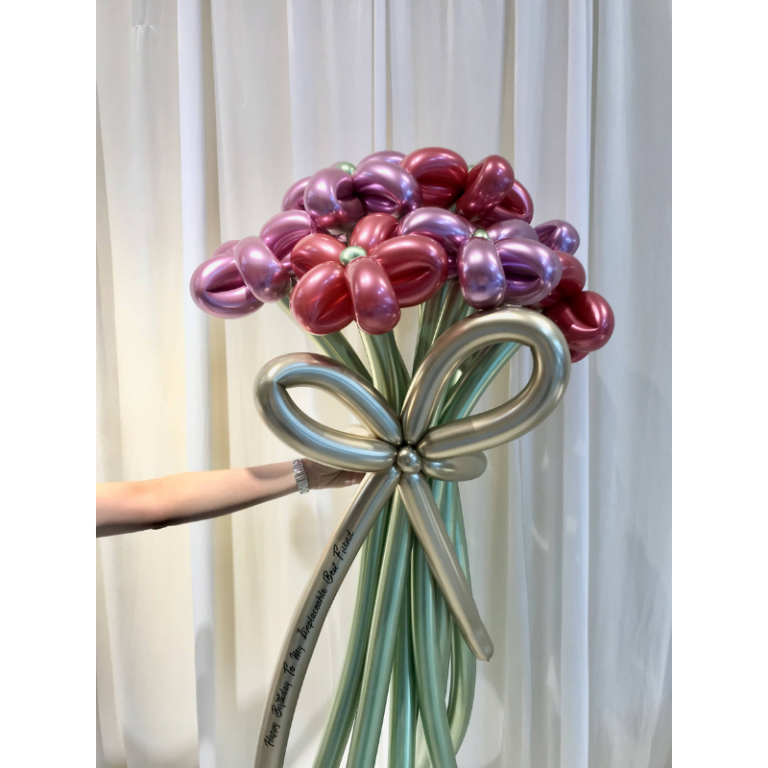0020 氣球 花 花束 豪華 - 鉻色 粉紅色 紅色 系列 (粉紅色)
