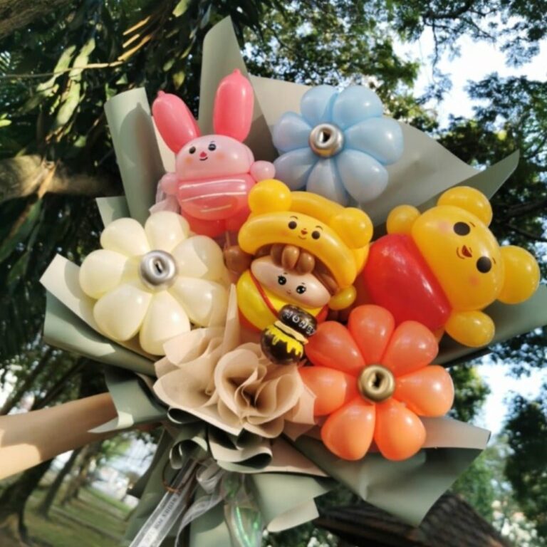 0109 氣球 花 花束 pooh 熊 主題 fafa (klang valley delivery)
