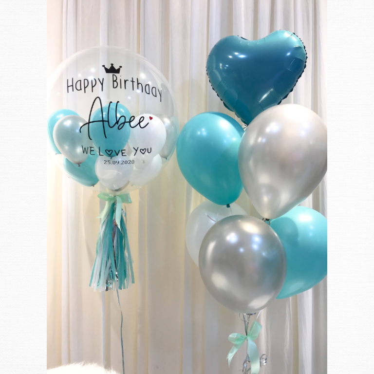 0125 24 定制 泡泡氣球 套裝 (tiffany 藍色 銀色 系列) (藍色)