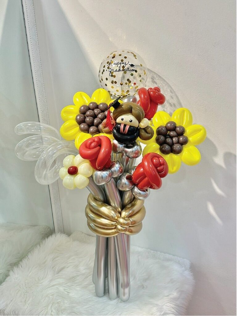 0334 氣球 花 花束 畢業 sun花 紅色 系列 (klang valley delivery) (紅色)