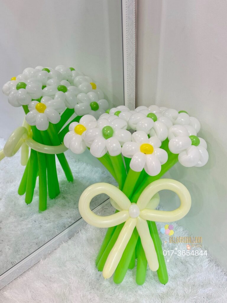 0406 氣球 花 花束 豪華 - 白色 綠色 系列 [klang valley delivery only] (白色)