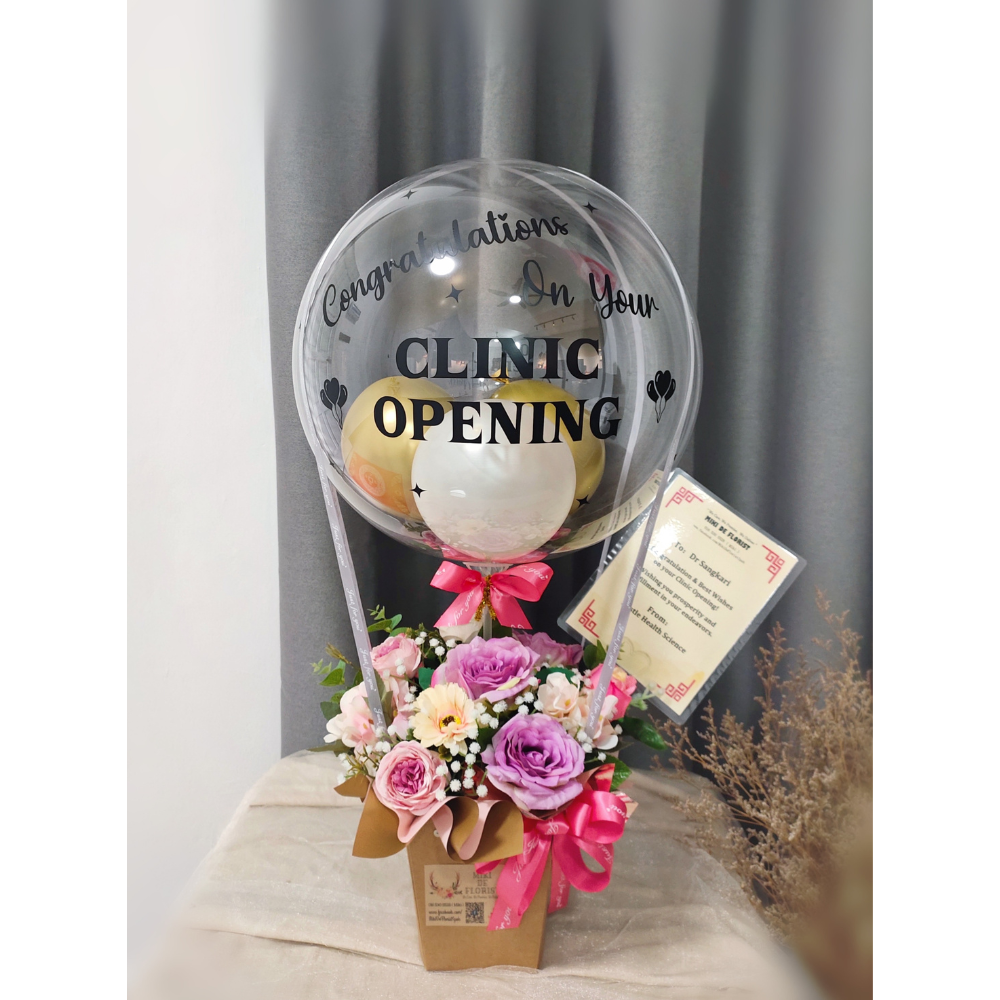 0457 opening ceremony 泡泡 air 氣球 with 人造花s 禮物 盒 (ipoh delivery only)