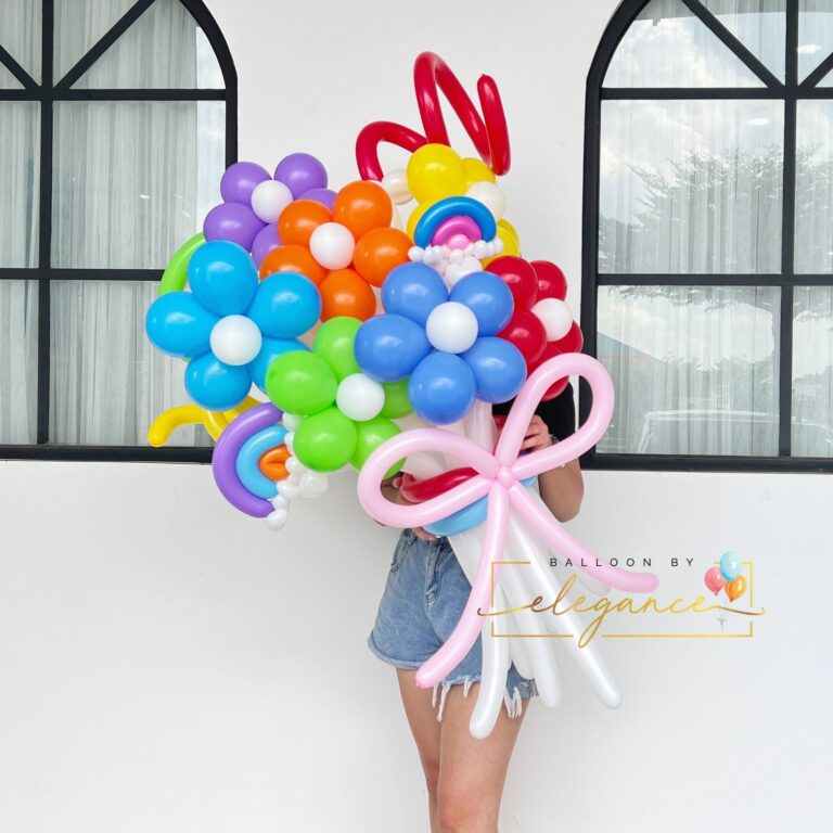 0477 氣球 花 花束- 彩虹 (12 stalks) (johor bahru delivery only) (彩虹)