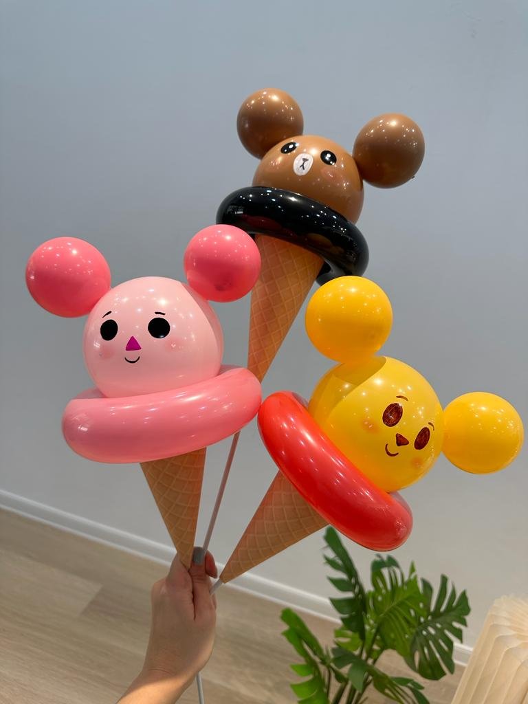 0482 氣球 ice cream cone pooh 熊 & friend (klang valley delivery)