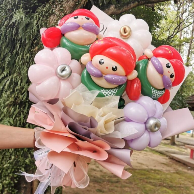 0484 氣球 花 花束 美人魚主題 fafa (klang valley delivery)