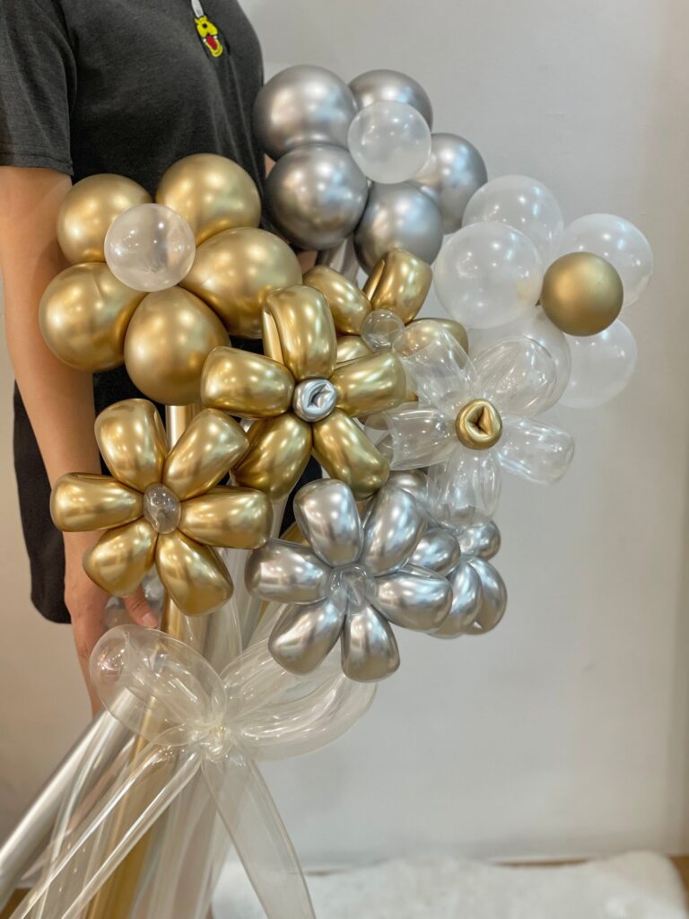 0521 氣球 花 花束 豪華 - 銀色 金色 系列 (klang valley delivery) (金色)