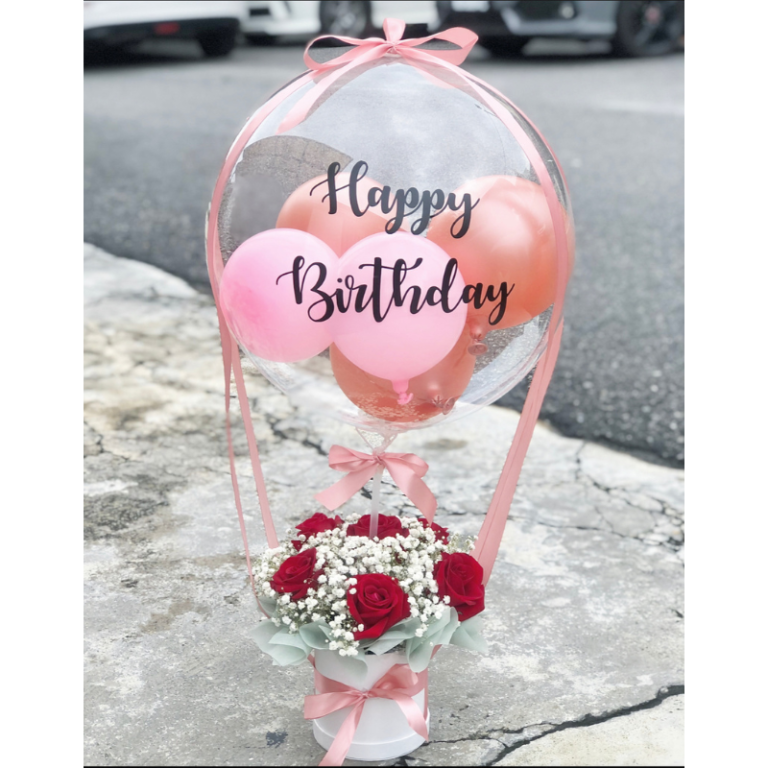 0609 6 stalks 玫瑰 花束 with 定制 熱氣球 (klang valley delivery)