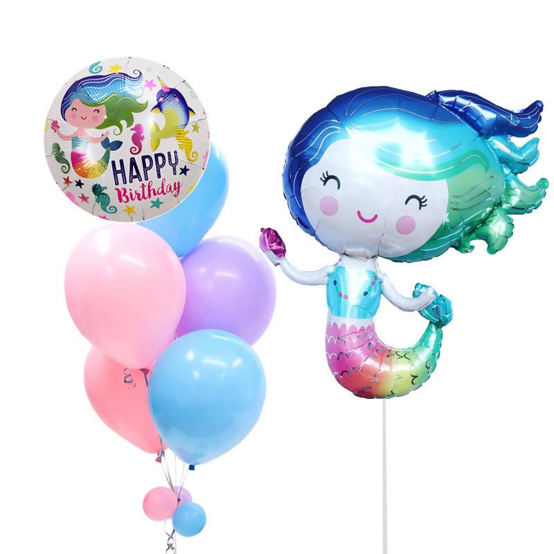 0765 經典 美人魚 乳膠 氣球花捆