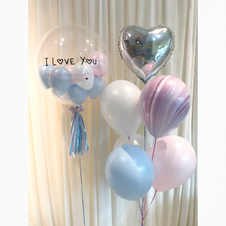 0849 24 定制 泡泡氣球 套裝 (粉彩 藍色 粉紅色 白色 系列) (粉紅色)